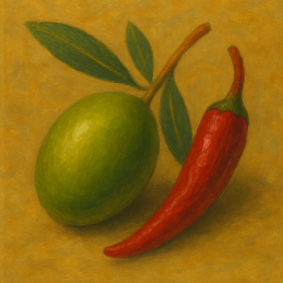 Olive verte relevée de...